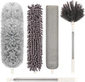 Microfiber Duster with Extension Pole(Stainless Steel) 30 to 100 Inches, Washable Dusters, Reusable Dusters, Bendable Duster for High Ceiling, Cleaning Ceiling Fan, Furniture, Blinds, Cars