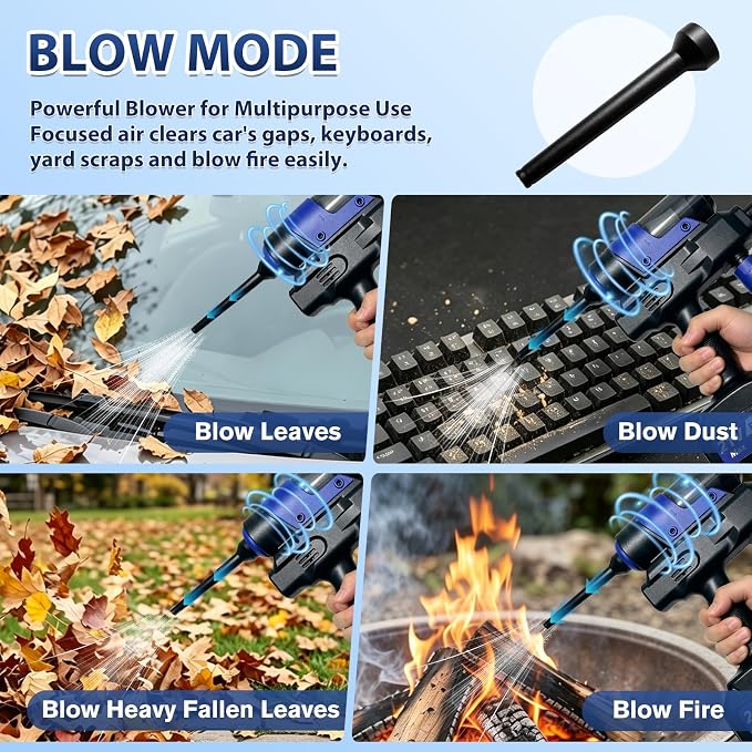 Cordless Pressure Washer, Multifunctional Power Washer for Wash,Blow,Vacuum | Portable Pressure Washer with 2*21V Batteries, 5-in-1 Nozzle, Battery Powered Pressure Washer for Car, Patio & Home Cleaning