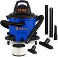 Koblenz WD-16 L4 Wet Dry Vacuum Cleaner, 16 Gallon Wet Dry Vac, 6.5 PHP | 3-in-1 Suction & Blower, CLICK-N-LOCK Hose, Drain Plug, Big Vacuum Cleaner for Carpet & Floors, Swivel Casters, Black/Blue