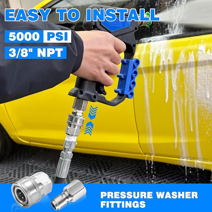 3/8 Inch NPT Pressure Washer Adapter Set, Quick Connector 12-Piece | Stainless Steel Female Thread Quick Connect Hose Fittings, 5000 PSI, Internal Thread Quick Connector Kit