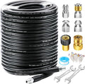 West Bay 150FT Sewer Jetter Kit for Pressure Washer, 5800PSI Drain Cleaner Hose 1/4 Inch NPT, Corner, Rotating and Button Nose Sewer Jetting Nozzle Waterproof Tape Pearl Corsage Pin with 2Pcs Spanner