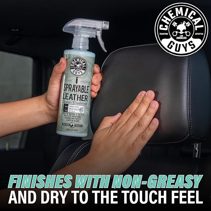Chemical Guys, Sprayable Leather Cleaner & Conditioner in One Spray, 16 oz | One-step spray cleans and nourishes leather, vinyl and faux on seats, furniture and apparel, dirt lifts away