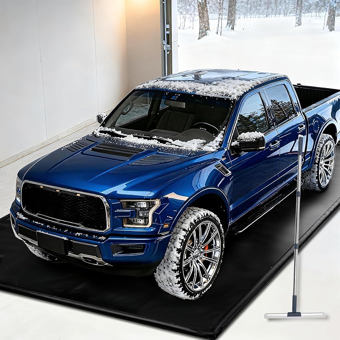 Garage Floor Mat(8'6"x22'), PVC Containment Mat with Rubber Wiper | Non-Slip, with a Rubber Wiper and Stay Put Corners, Waterproof Protection from Snow, Rain and Mud for Cars, SUV, Trucks