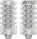 20Pcs Bathroom Sink Drain Strainer Screen Mesh, 2.75'' Stainless Steel Slop Basket Filter Trap Sink Drain Mesh Basket Hair Catcher Filter Cover for Lavatory RV Shower Floor Utility Drain