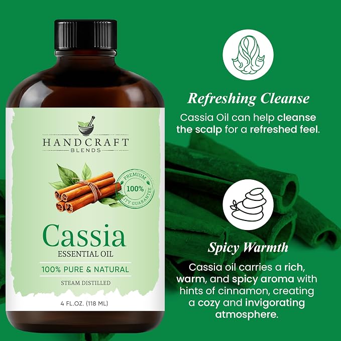 Handcraft Blends Cassia Essential Oil – Huge 4 Fl Oz – 100% Pure and Natural – Premium Grade Essential Oil for Diffuser and Aromatherapy, Skin, Massage, Candle and Soap Making Fragrance