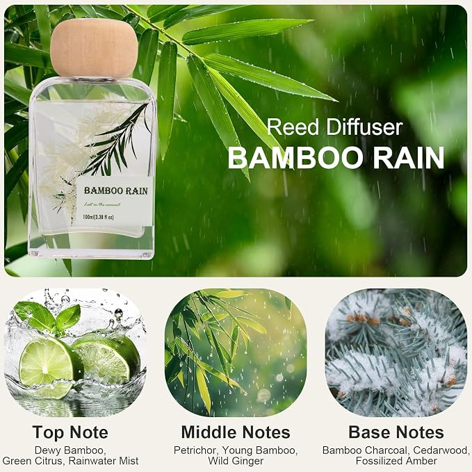 Bamboo Reed Diffuser, 3.34 Fl Oz | Ritz Hotel-inspired Air Freshener for Bedroom,Living room,Bathroom&Office;Gift-ready Decor.
