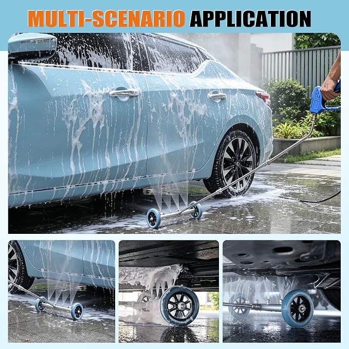 16 IN Under Carriage Pressure Washer Water Broom with Foam Cannon 4000PSI | Pressure Washer Undercarriage Cleaner Attachment, Power Washer Surface Cleaner for Car Wash, SUVs, Driveway, Sidewalk