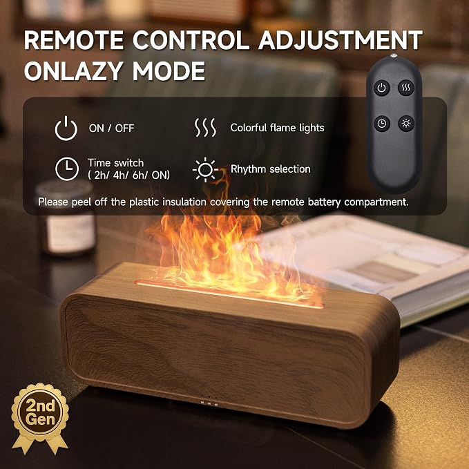 TMEHM Sound Reactive Flame Essential Oil Diffuser Humidifier, Aromatherapy | Ultrasonic Mist with 7 Colors and Timer for Home, Bedroom, Office, and Yoga