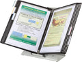 Tarifold Antimicrobial Desktop Reference System, 10 Pockets, Black | 10 double-sided antimicrobial PVC pockets hold 20 letter-size sheets, sturdy metal base, quick-find indexing