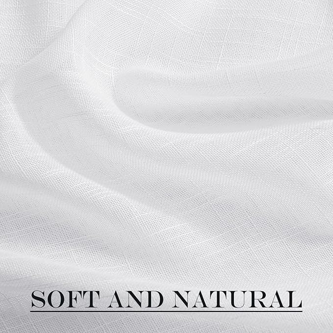 NICETOWN Door Curtains for Sliding Glass French Door, Farmhouse Linen Cutains for Kitchen Light Filtering Rod Pocket Small Window Covering with Tieback, 12" W x 72" L, White, 1 PC