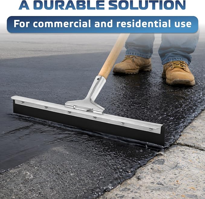 Garage Floor Squeegee 18’’, Neoprene Blade Asphalt Squeegee, Taper Pole Connection - Handle Sold Separately for Tiles, Concrete and Asphalt