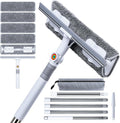 CTIME 80" Professional Window Squeegee Kit with Extension Pole, 5 Cloths | Safe Ladder-Free Reach; Anti-Rust Stainless Steel; 2-in-1 Wash/Dry; Bonus Storage Bag; Durable PP Handle; Streak-Free Finish