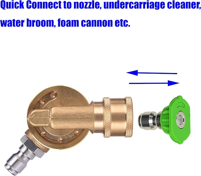 M MINGLE 240 Degree Rotation Gutter Cleaner Attachment, 4500 PSI | Pivoting Coupler for Pressure Washer Nozzle, Reaches Hard-to-Reach Spots, 1/4'' Quick Connect, For Gutters, Cars and Patios