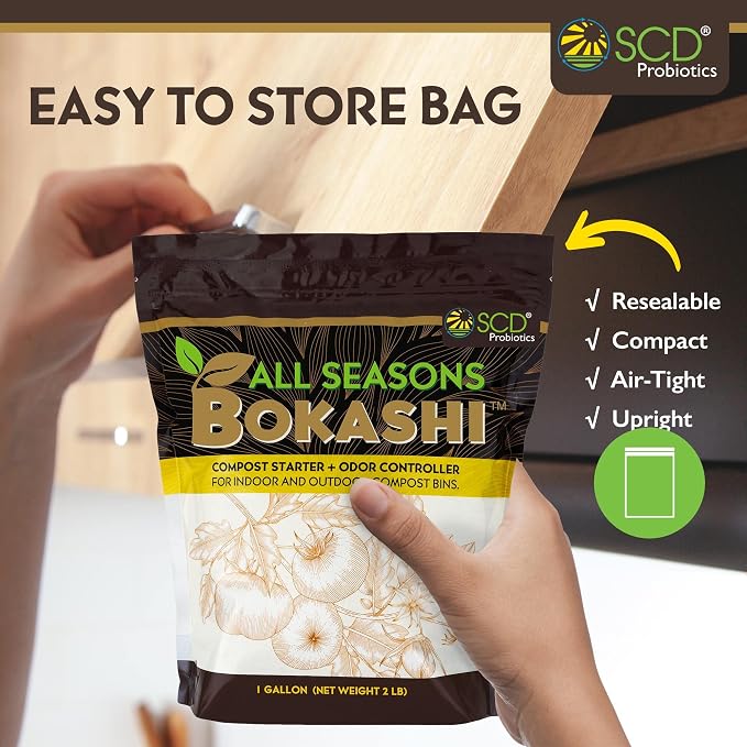 Bokashi Compost Starter, Accelerator, Odor Reducer - 6 lb | Fermented Wheat Bran, Reduces Odor, Absorbs Moisture, Compost Accelerator, For Kitchen Compost Bins, Trash Cans, Diaper Pails