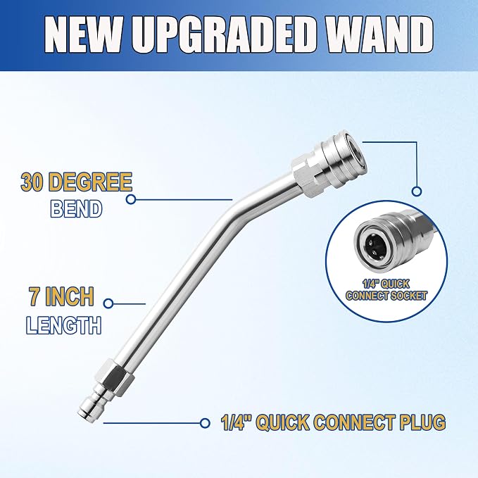 M MINGLE High Pressure Washer Gun with Extension Wand & 30° Curved Rod | Compatible with M22 14mm/15mm Fitting, 5 Nozzle Tips, 4000 PSI, for Car/Patio/Driveway Cleaning
