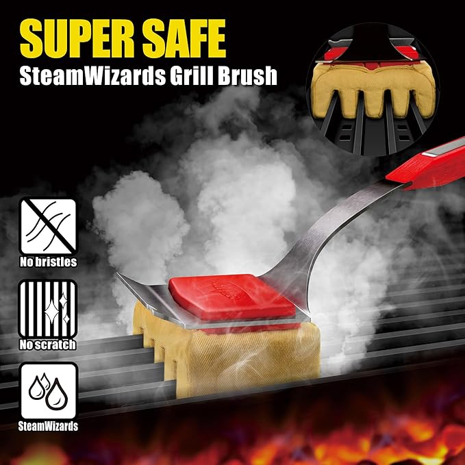 GRILLART Grill Brush Bristle Free, Replaceable BBQ Cleaning Pad (No Handle), Safe Replacement Cleaning Pad/Head for Cast Iron/Stainless Steel Grates - Deep-Reach | Safe Refill Replacement Head for All Grates, Safe No Wire, Durable Heat-Resistant, Effec...