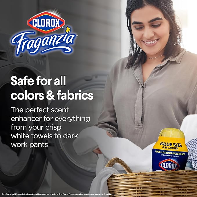 Clorox Fraganzia Laundry Scent Booster Crystals in Citrus Blossom Scent - Scented In-Wash Freshener Beads for Fresh, Clean, Great Smelling Clothes and Linens, 70 Oz