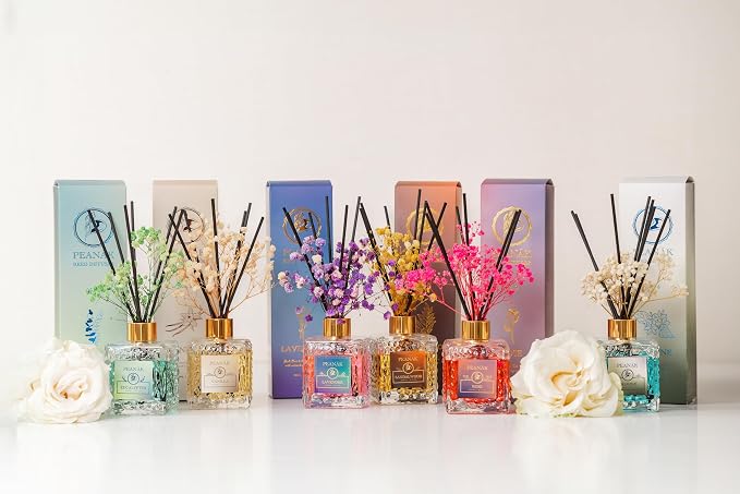 PEANÄK Set of 2 - Eucalyptus Mint Fragrance Oils - Reed diffusers 6.7oz (200ml) 2 Pack of Long Lasting Scents for Home & Office,Living Room & Bathroom Shelf Decor and Gifts