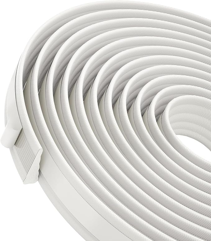 QDiShi 118" Wedge-Shape Weather Stripping Door Seal Weatherproof Foam Seals Self Adhesive Insulation Anti-Collision Strip Soundproofing Frame Insulation Tape Fits 0.13-0.31" Gaps(White)
