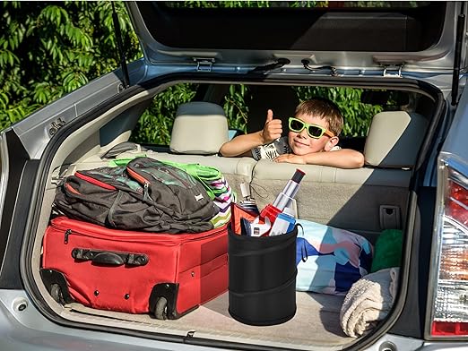 Ginsco 2Packs 4 Gallons New Leakproof Car Trash Can, Large Trash Can Pop-up Collapsible Hanging Car Trash Bin, Waterproof PEVA Liner Open-Top Garbage Can for Home Office Camping