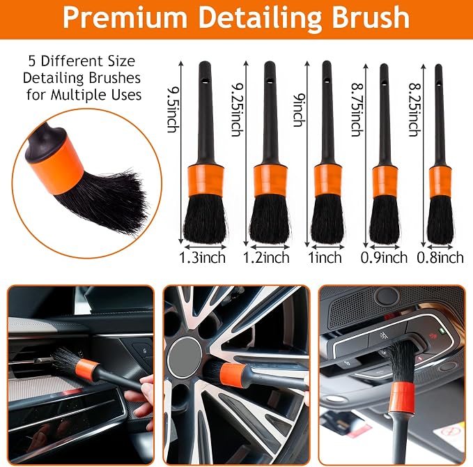 THINKWORK Windshield Cleaner Tool, Car Detailing Kit Interior, Car Cleaning Kit Interior and Exterior Detail Brush, Auto Supplies & Accessories for Men Women | 180 Degree Rotating Head, Extendable Handle, 3 Washable Pads, Streak Free Cleaning for Windo...