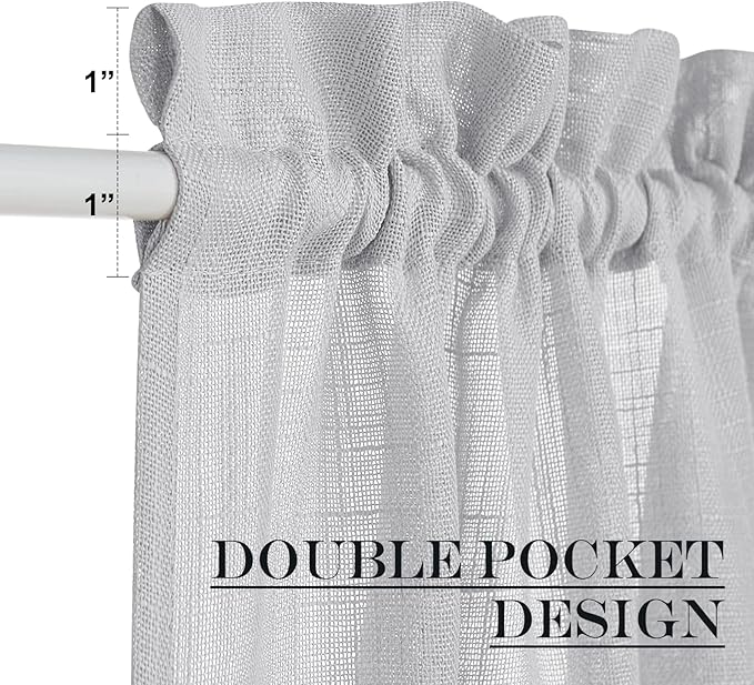 NICETOWN Semi Sheer French Door Sidelight Curtains 72 Inches Long, Linen Look Front Door Drapes Patio Sliding Glass with Tieback for Kitchen, 36 by 72 Inch Long, 1 Panel, Light Grey