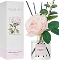 Flower Reed Diffuser - White Peach& Oolong 6.7oz Scented Diffuser with Sticks Home Fragrance Essential Oil for Bathroom Shelf Decor (Artificial Flower)
