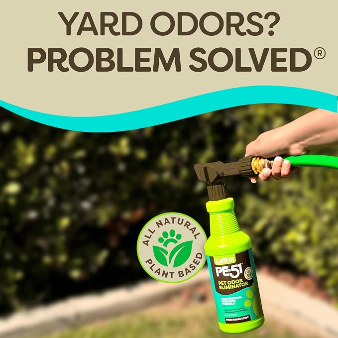 ZEOFILL PE-51 Pet Odor Eliminator - Professional Strength Urine Enzyme Cleaner | Pet, Turf & Yard Smell Remover | Cat & Dog Pee Deodorizer Spray | Outdoor Use | Natural Eco-Friendly Enzymes | 4 Gallon
