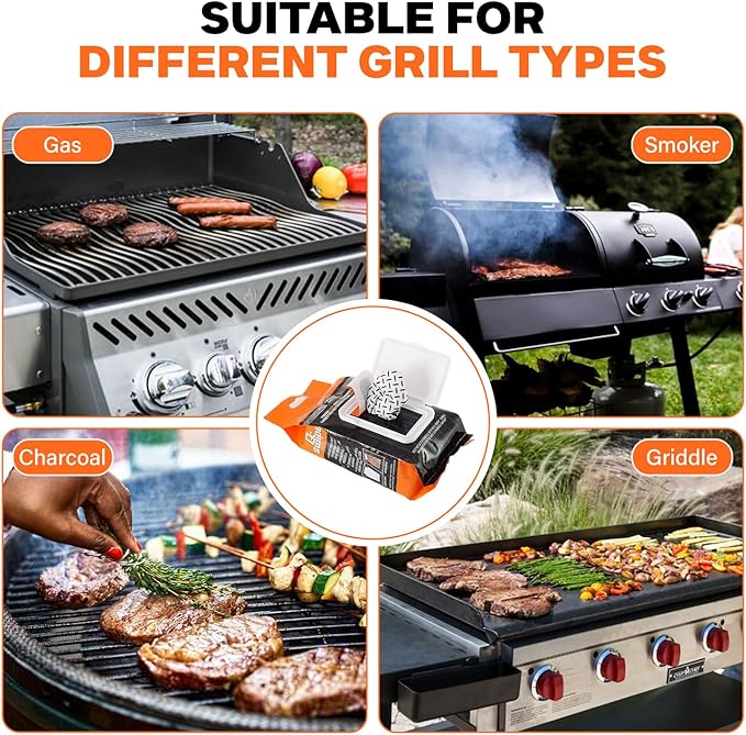 Proud Grill Q-Swiper Easy-Clean Moist, Tough BBQ Grill Cleaning Wipes, 40ct | Bristle-Free BBQ Cleaner, Heavy-Duty Thick Degreaser Wipes, Grease & Grime Remover for Outdoor Barbecue Grills, Disposable
