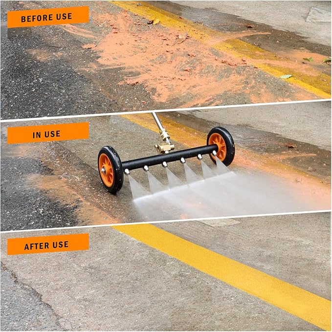 Undercarriage Pressure Washer Attachment with 6 Nozzles, 16" Water Broom | Dual-Function for Pressure Washer Undercarriage Cleaner with 3 Pieces Extension Wand, 4000 PSI, Orange