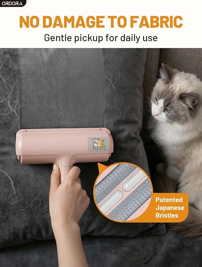 ORDORA Pet Hair Remover Roller, Reusable Lint Roller for Dog and Cat Hair | Portable Pet Hair Roller with Large Fur Bin for Couches, Bedding, Car, Rugs & Furniture, No Refills or Batteries, Pet Homes
