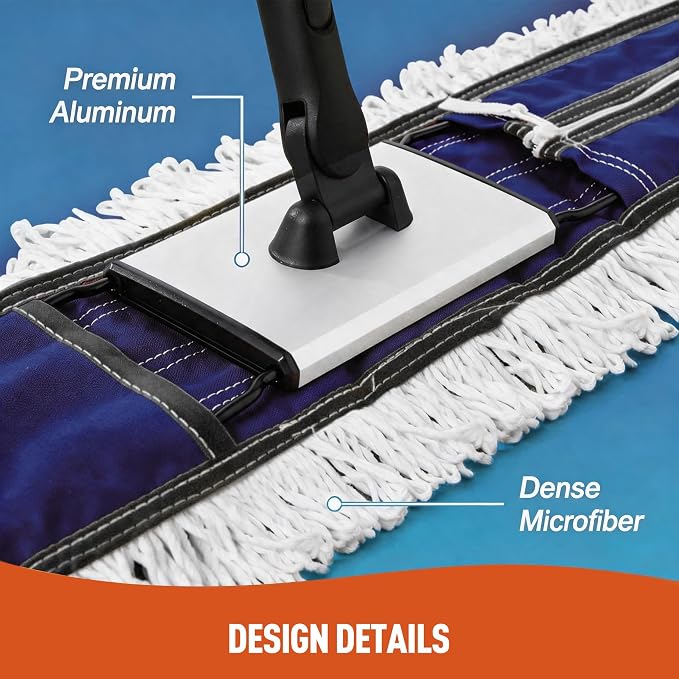 CLEANHOME 36” Dust Mops for Floor Cleaning Heavy Duty Hotel Company Household Cleaning Supplies for Hardwood, Tiles, Marble (Blue)