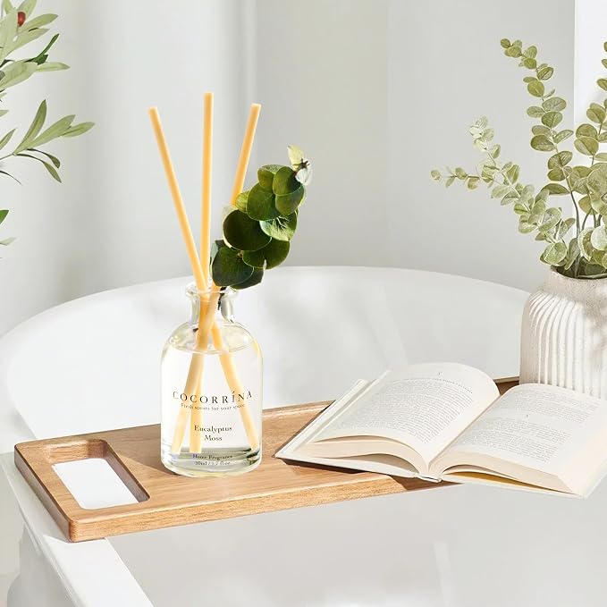 Reed Diffuser Set of 3 with Dried Eucalyptus for Home & Office | Eucalyptus & Moss/Clean Linen/Ocean Mist Scents,Aromatherapy Scented Oil Diffusers, 1.7 oz Each, Total 5.1 oz