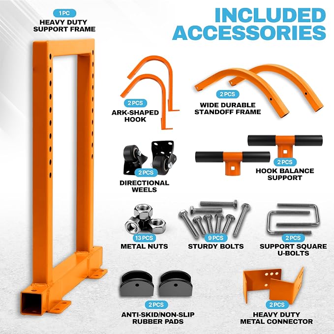 2-in-1 Heavy Duty Ladder Stabilizer with Roof Hooks, 500 LBS Steel Standoff, Non-Slip Rubber Feet for Gutter Cleaning, Roof Work & Walls | Fits Extension, Straight & Telescoping Ladders