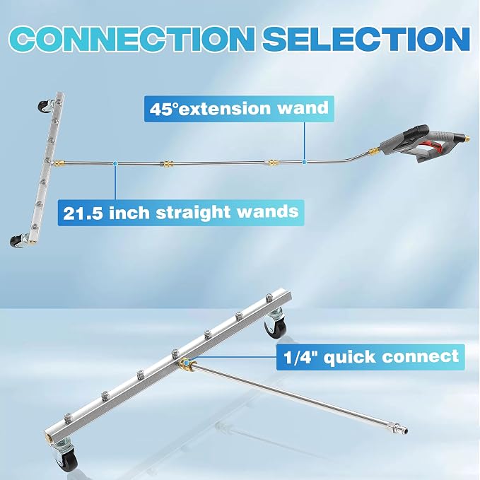 M MINGLE 24” Undercarriage Pressure Washer Attachment | Undercarriage Sprayer with 7 Nozzles, Under Car Washer with 3 Pieces Extension Wand, 4000 PSI