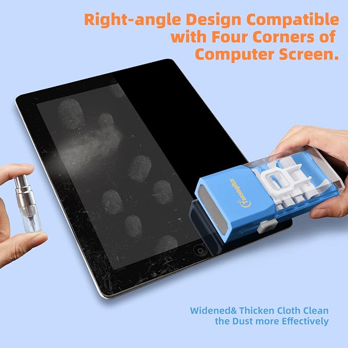 Keyboard Cleaning Kit, All-in-One Laptop & Computer Screen Cleaner, SkyBlue | Multi-function Electronic Cleaner, Soft Bristle Brush, Computer Screen-safe Spray, Compact, for MacBook, iPad, iPhone, earbud