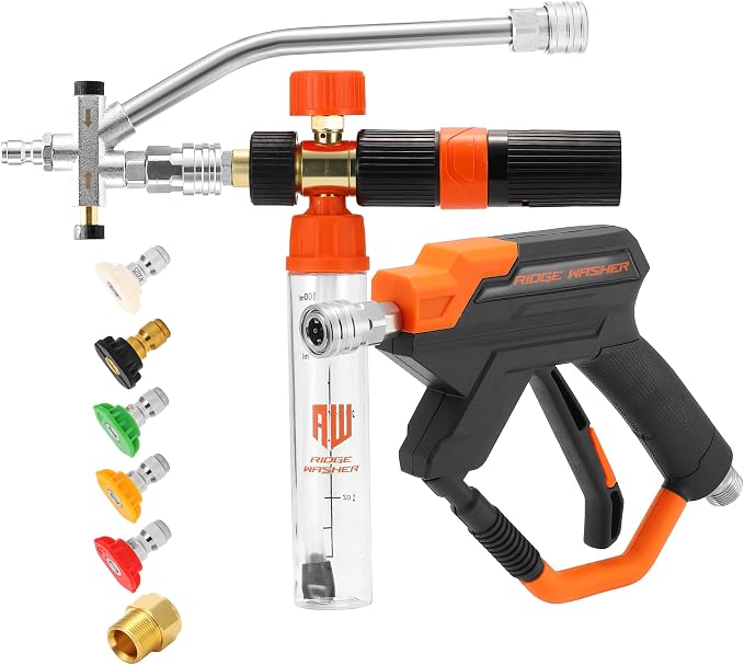 Ridge Washer Mini Foam Cannon Gun with Dual Connector, 100 ML | No Dilution Required, 1/4" Quick Connect, 4000 PSI
