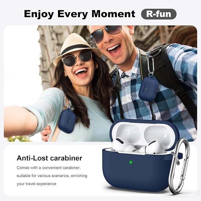 for AirPods Pro 2 Case, Soft Silicone Protective Cover with Keychain and Cleaning Pen, Compatible with AirPods Pro 2nd/1st Generation, Supports Wireless Charging, Midnight Blue