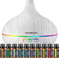 InnoGear 400ml Aromatherapy Essential Oil Diffuser 10 Oils Gift Set, Grey | Cool Mist Humidifier, Essential Oils, Ultrasonic, 4 Timers, Run up to 12hrs, Large Room, Home, Automatic Shut-Off, Quiet
