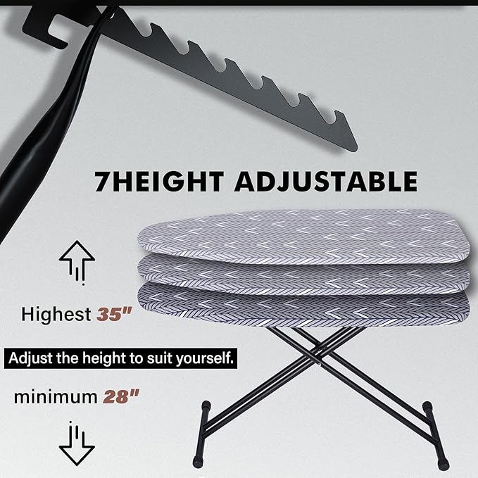 Ironing Board Full Size, Metal Construction Iron Board with Extra Thick Heavy Duty Padded Cover, Stable Structure, Anti-Skid Feet