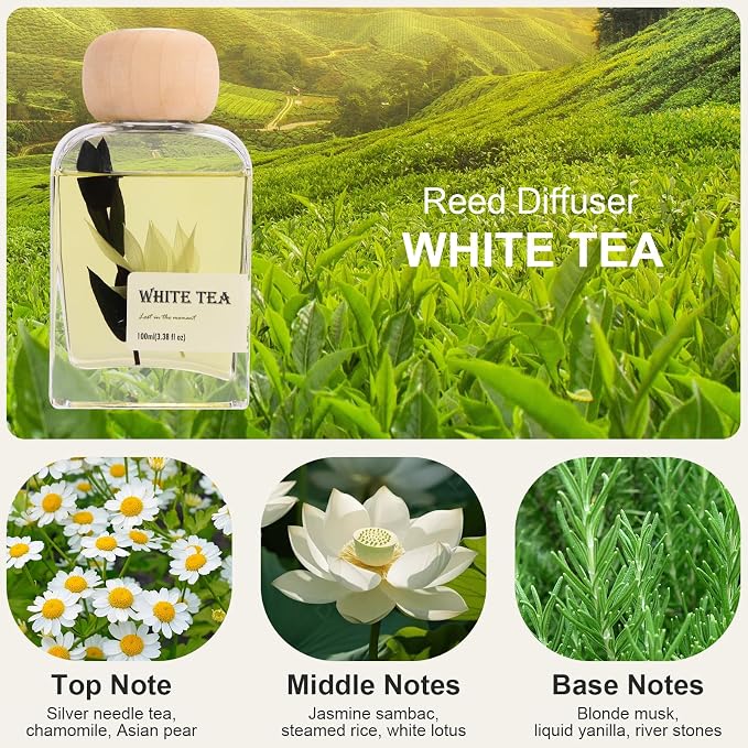 White Tea Reed Diffuser, 3.34 Fl Oz | Westin Hotel-inspired Scent;Air Fresheners for Bedroom, Bathroom, Living Room or Office; Gift-ready
