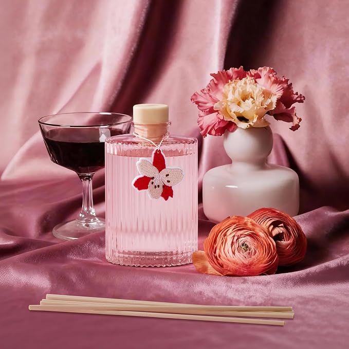 Reed Diffuser, Peony Blossom Scent Oil Diffuser, 6.09 fl oz | 8 Reeds, Long-Lasting Home Fragrance, Bathroom Bedroom Shelf Decor & Gifts