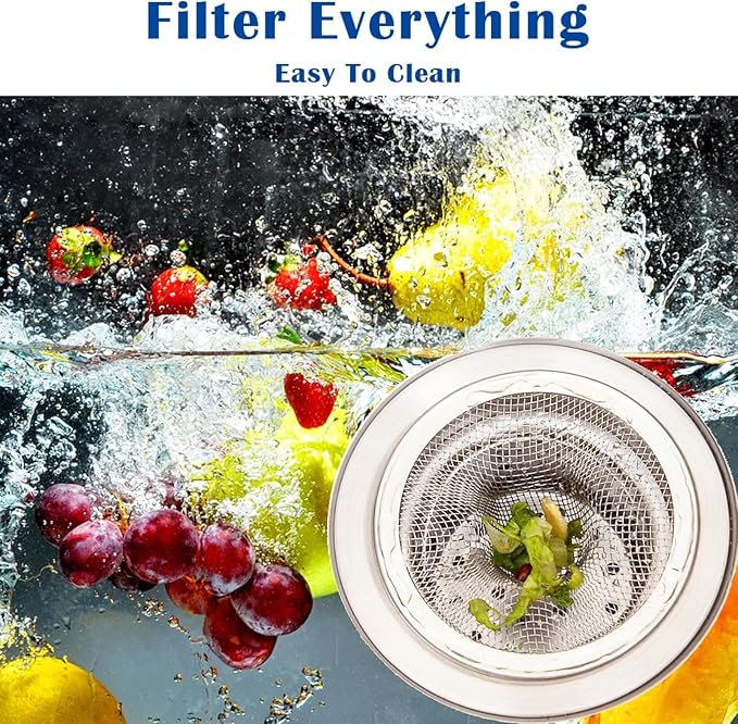 6 pcs Heavy Duty Stainless Steel Slop Basket Filter Trap, 2.75" Top / 1" Mesh Metal Sink Strainer,Perfect for Kitchen Sink/Bathroom Bathtub RV Wash Basin Floor Drain Balcony Drain Hole