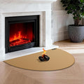 FLASLD Fireproof Fireplace Mat 28×48Inch Half Round Under Grill Mat Hearth Rug Protects Floors from Sparks Embers, Brown