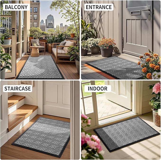 Yimobra Large Door Mat Outside Entrance 36x24, Waterproof Heavy Duty Outdoor Mats for Front Door, Non Slip Rubber Entry Mat for Garage Patio, Easy Clean, Grey