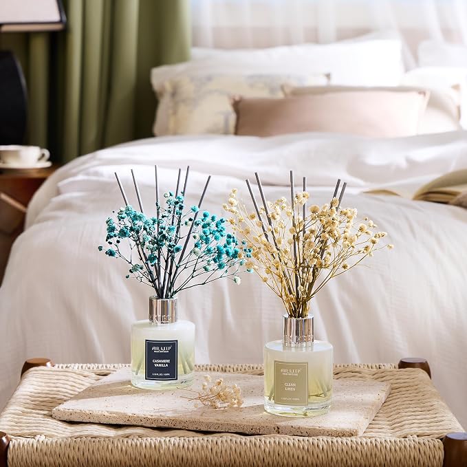 Reed Diffuser 3.38 oz (100ml) 2pk,Clean Linen/Cashmere Vanilla Scented Reed Diffuser Set,Reed Diffuser & Oil Diffuser Sticks, Aromatherapy, Home & Kitchen Décor,Fragrance and Gifts