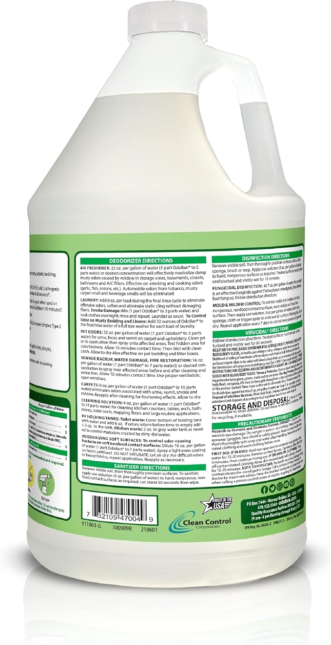 OdoBan Disinfectant Odor Eliminator and All Purpose Cleaner Concentrate, Original Eucalyptus Scent, 1 Gallon