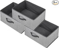 Storage Baskets, 15.7 Inch Woven Fabric Bins, Storage Cubes with Reinforced Handles, Organizer Bins for Closet Shelves, Foldable, for Toys, Clothes, Natural Beige (3PCS/Grey-15.7*11*7.8inch)