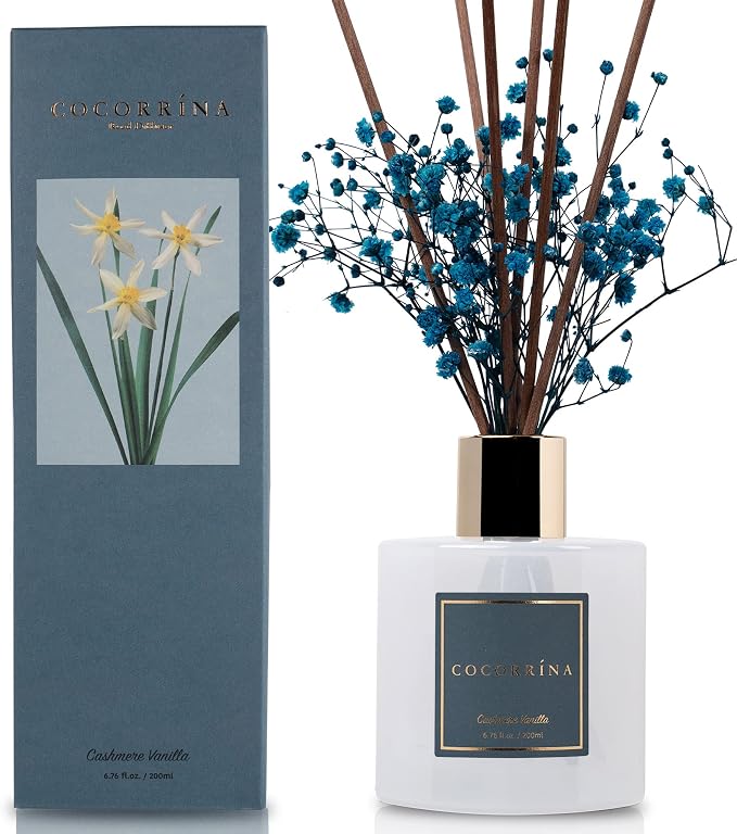 Reed Diffuser - Cashmere Vanilla 6.7 fl oz Reed Diffuser for Bedroom Bathroom Home Décor