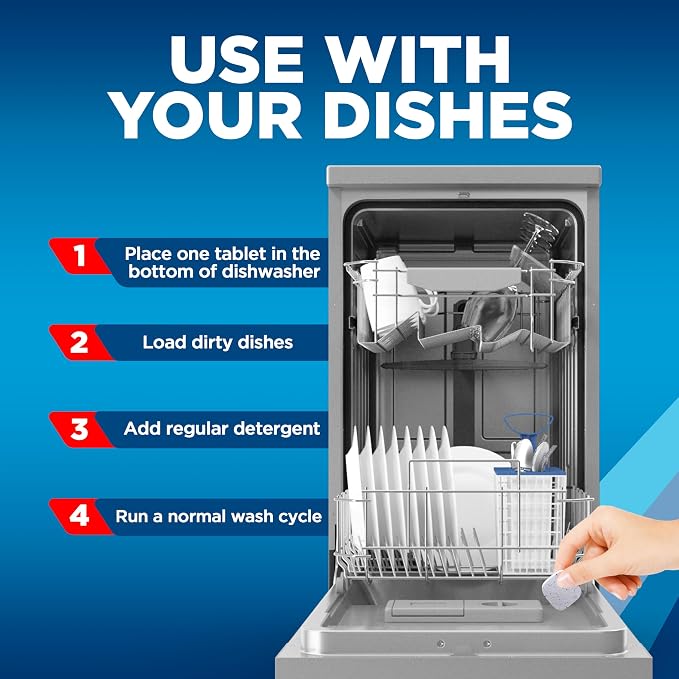 Finish Dishwasher Cleaner Tablets, Deep Cleans Hidden Grease & Grime, Fights Odors, No Extra Wash Cycle, Helps Maintain Dishwasher, 4 Month Supply, 4 Count (Pack of 8)